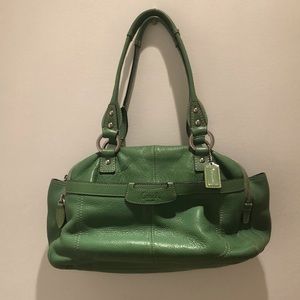 Green leather Coach purse